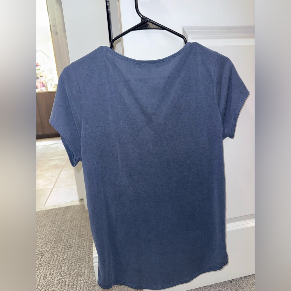 Green Envelope Slate Blue Wrap Blouse - Picture 2 of 2